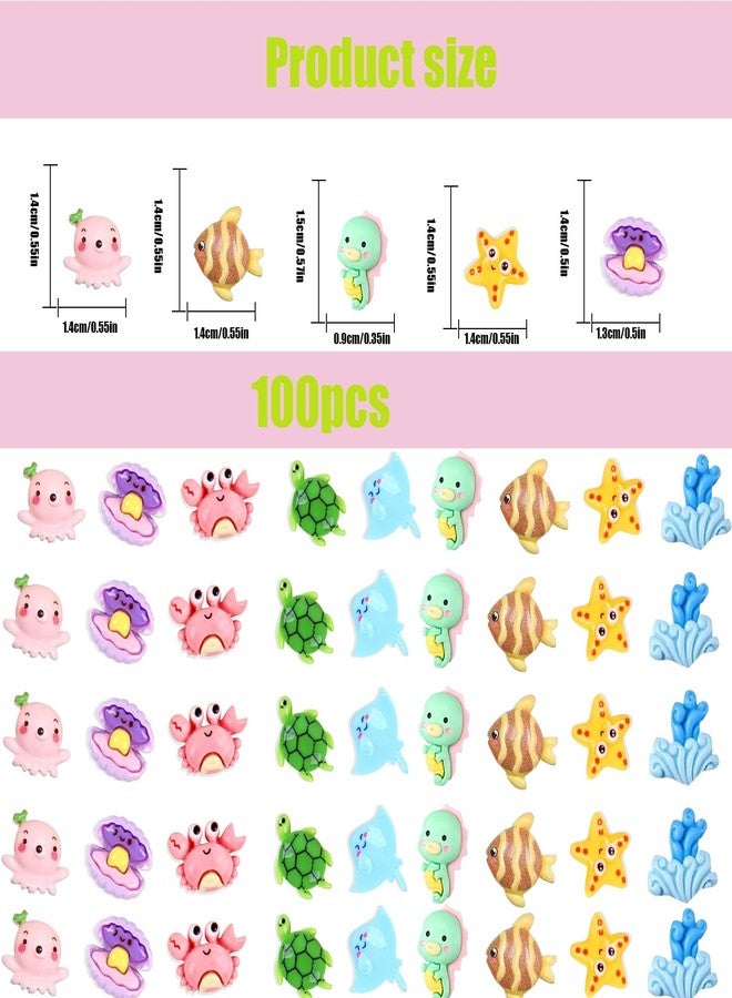HETRUUOP 100 pcs Mini Ocean Resin Animals Plastic Animals Marine Miniature Aquarium Ornaments Decorations for DIY Fish Tank Potted Micro Fairy Garden Dollhouse (100PCS Marine Animal Set) - Image 2