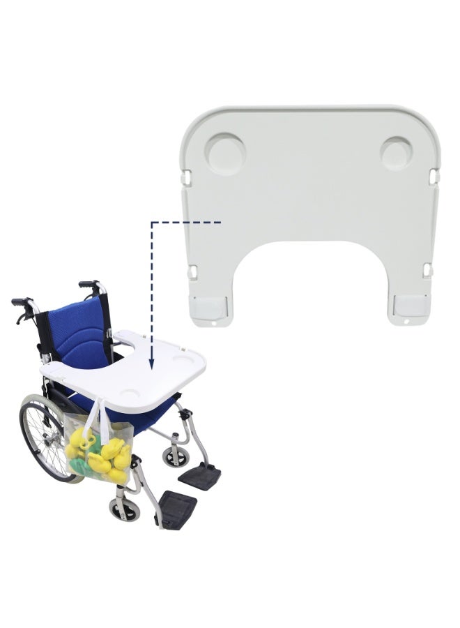 AceLuste Wheelchair Tray Table with Cup Holder, Detachable Removable Universal Table Tray for Eating Reading Resting, Durable Wheelchair Mobility Scooters Accessories for Seniors & Adults (White) - Image 1