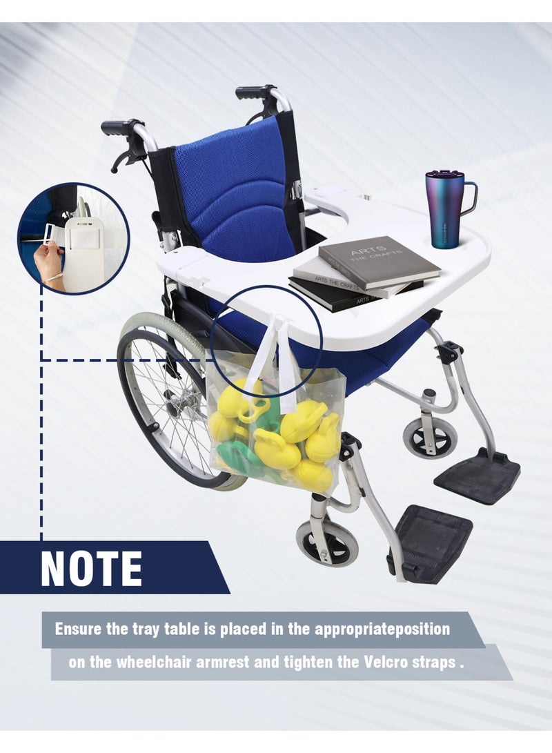 AceLuste Wheelchair Tray Table with Cup Holder, Detachable Removable Universal Table Tray for Eating Reading Resting, Durable Wheelchair Mobility Scooters Accessories for Seniors & Adults (White) - Image 2