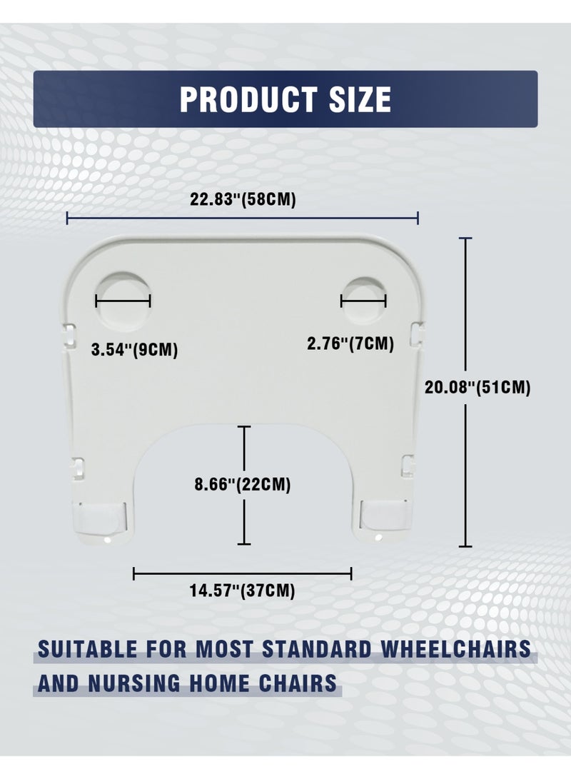 AceLuste Wheelchair Tray Table with Cup Holder, Detachable Removable Universal Table Tray for Eating Reading Resting, Durable Wheelchair Mobility Scooters Accessories for Seniors & Adults (White) - Image 3