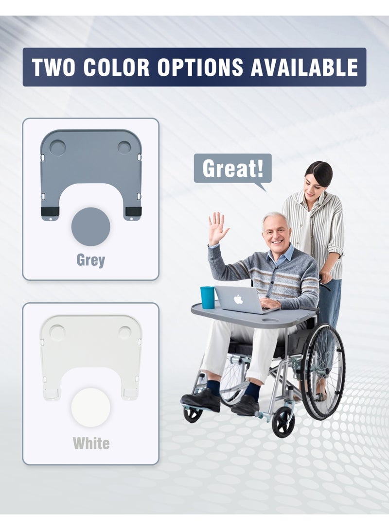 AceLuste Wheelchair Tray Table with Cup Holder, Detachable Removable Universal Table Tray for Eating Reading Resting, Durable Wheelchair Mobility Scooters Accessories for Seniors & Adults (White) - Image 5