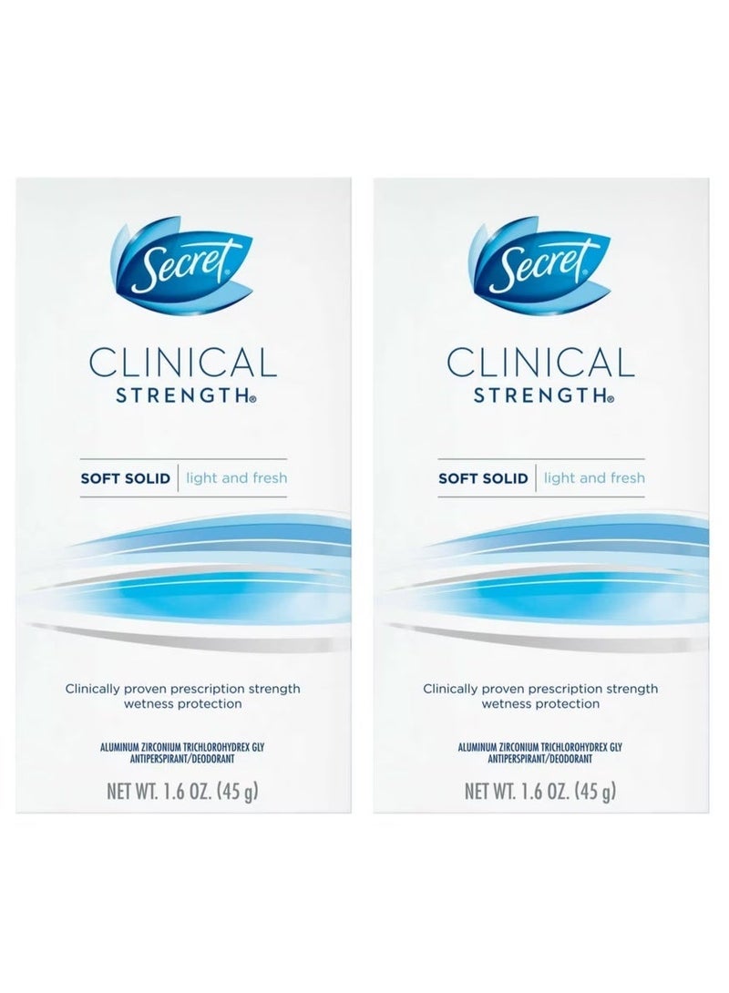 Secret 2pcs Secret Clinical Strength Smooth solid Light And Fresh Deodorant 2X45g - Image 1