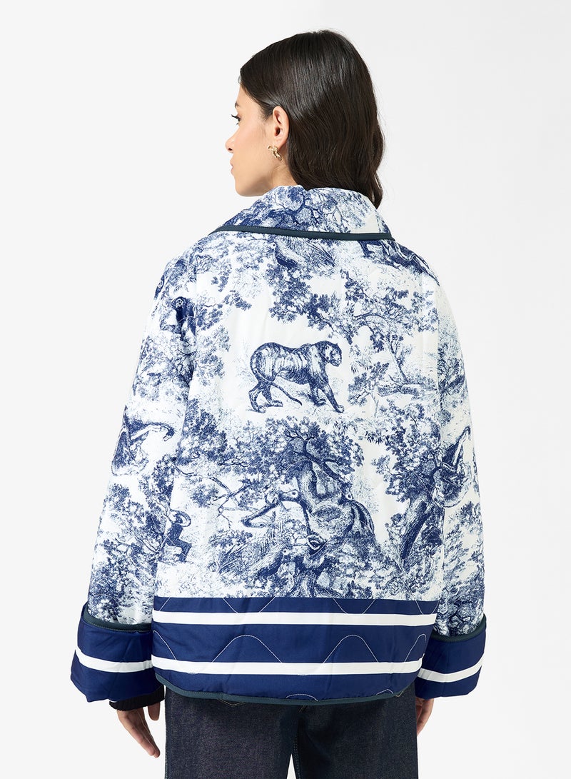 Ginger Floral Patchwork Quilted Lapel Collar Jacket - Image 2