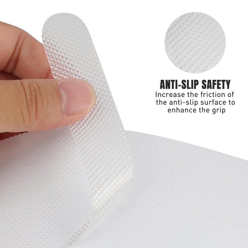 Jecdfs Set of 8 Non-Slip Strips for Showers and Bathtubs, Transparent, Self-Adhesive, Non-Slip Protection R10, Safety Strips 2 cm x 38 cm - for Bathrooms and Stairs - Image 3