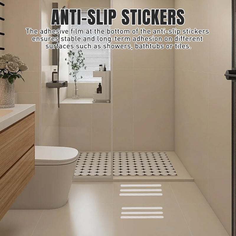 Jecdfs Set of 8 Non-Slip Strips for Showers and Bathtubs, Transparent, Self-Adhesive, Non-Slip Protection R10, Safety Strips 2 cm x 38 cm - for Bathrooms and Stairs - Image 4