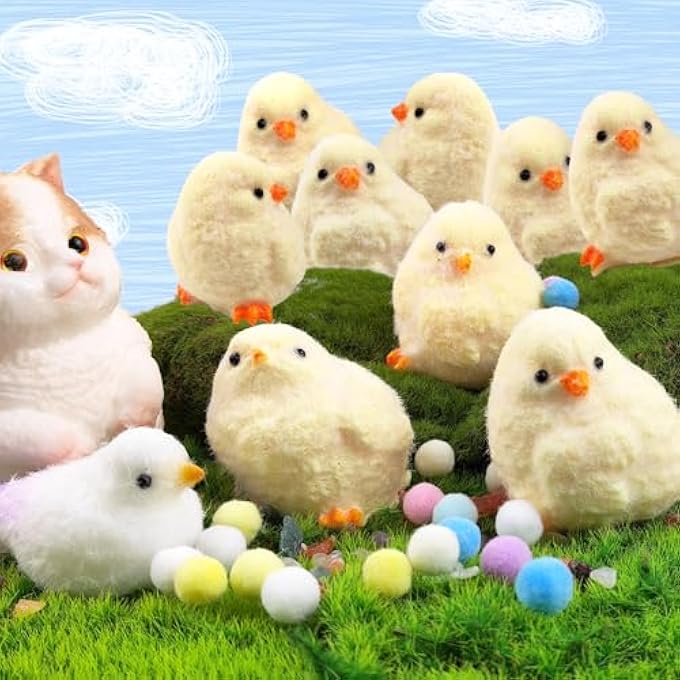 QOUXZ Handmade Chicken Cquishy ToysCute Ultra Soft Chick Squeeze Fidget Toys for Stress Relief Kawaii Sticky Squishies AnimalsToys for Adults Kids,Sensory Toys Used for Decorative Easter Egg (4Pack) - Image 5