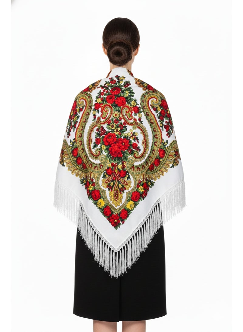 دىدانيالا شال نسائي قطن بشراريب من أفروزا - طراز شرق أوروبي - Image 4