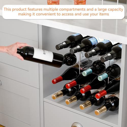 Yieach 2 Tier Stackable Wine Racks Countertop,Sturdy and Durable Wine Rack Free Standing Floor for Inside Cabinet,Clear Water Bottle Organizer and Wine Storage Racks Holder for Pantry,Table,Kitchen - Image 4
