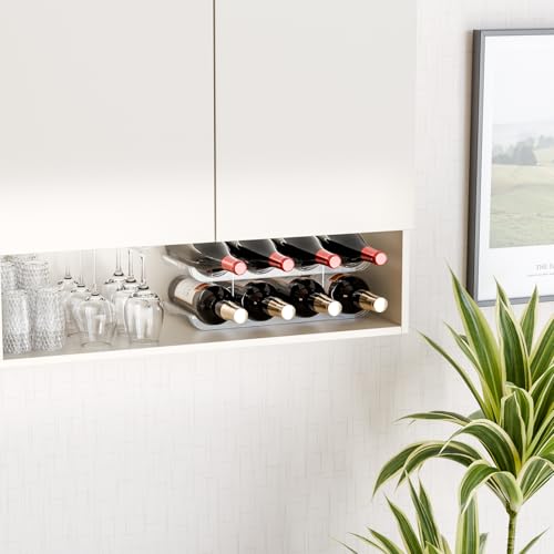 Yieach 2 Tier Stackable Wine Racks Countertop,Sturdy and Durable Wine Rack Free Standing Floor for Inside Cabinet,Clear Water Bottle Organizer and Wine Storage Racks Holder for Pantry,Table,Kitchen - Image 2