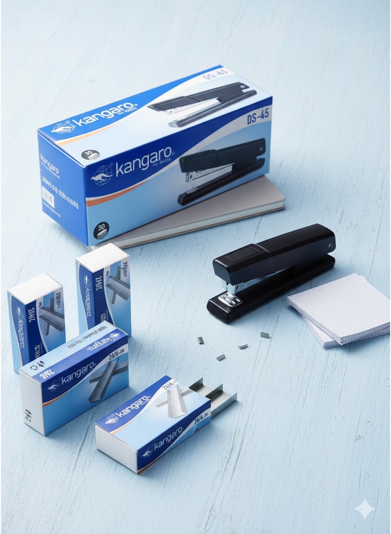 كانجارو دباسة كانجارو DS-45 شديدة التحمل مع 4 علب من دبابيس 26/6 (مجموعة من 5 قطع) - Image 1