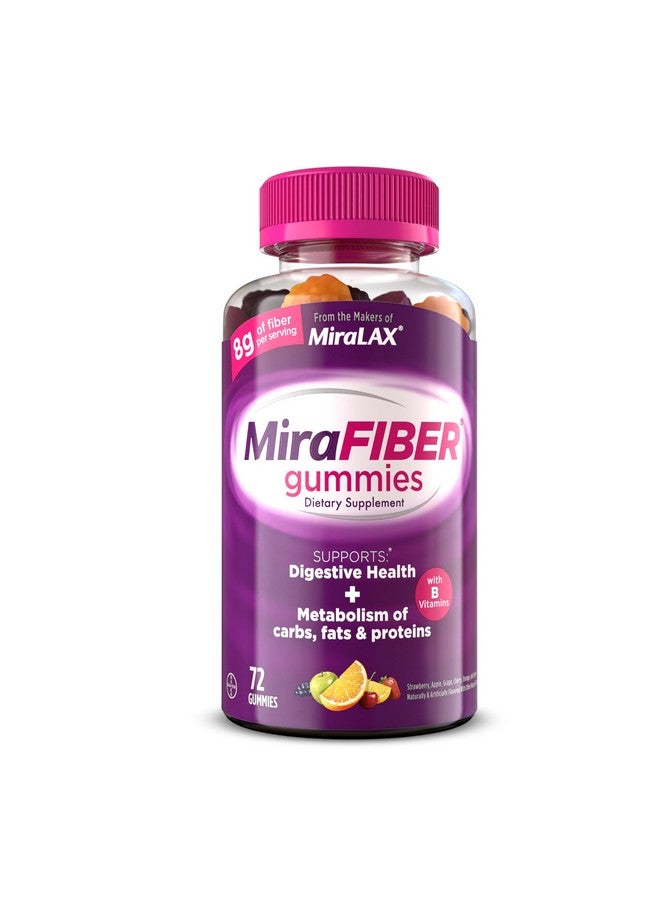 MiraLAX MiraFIBER Gummies, From The Gut Experts at MiraLAX, 8g of Daily Prebiotic Fiber with B Vitamins to Support Digestive Health and Metabolism, Fruit Flavored Fiber Gummies, 72 Count - Image 1