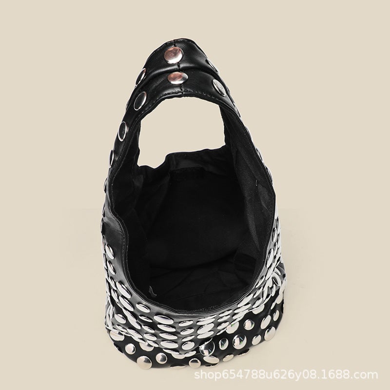 Fashion Tote Bag Casual Cool Cool Dot Rivet Underarm Portable Bucket Women'S Bag - Image 5