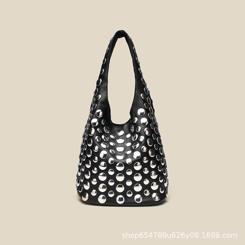 Fashion Tote Bag Casual Cool Cool Dot Rivet Underarm Portable Bucket Women'S Bag - Image 2