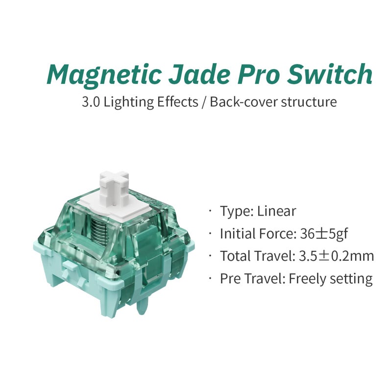 GATERON Magnetic Jade Pro Keyboard Switches, Linear Factory Pre-lubed Freely Setting Pre-Travel 20mm Longer Spring Key Switches for Magnetic Gaming Keyboard(70PCS) - Image 2