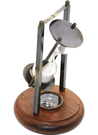 Keyfim Shop Decorative Compass Brass Hourglass 16*10 cm  - Image 1