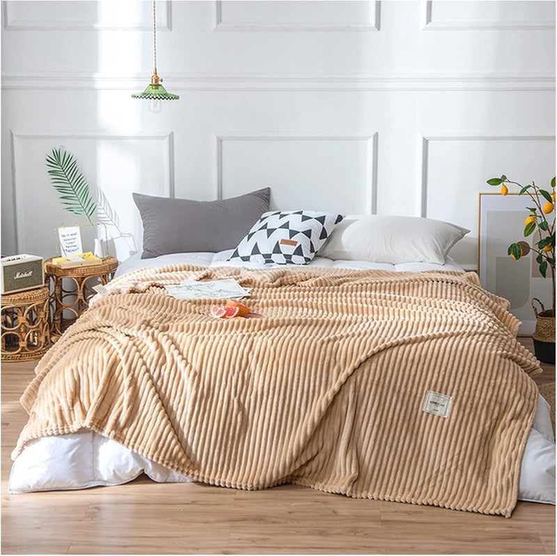 Flannel Blankets for Beds Soft Warm Coral Fleece Throw Blanket Gray Yellow Green Color Single Layer Bedspreads Home Bedding(Model 5) - Image 1