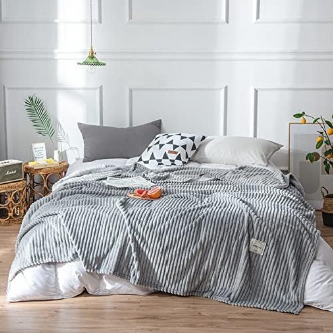 Flannel Blankets for Beds Soft Warm Coral Fleece Throw Blanket Gray Yellow Green Color Single Layer Bedspreads Home Bedding(Model 5) - Image 2