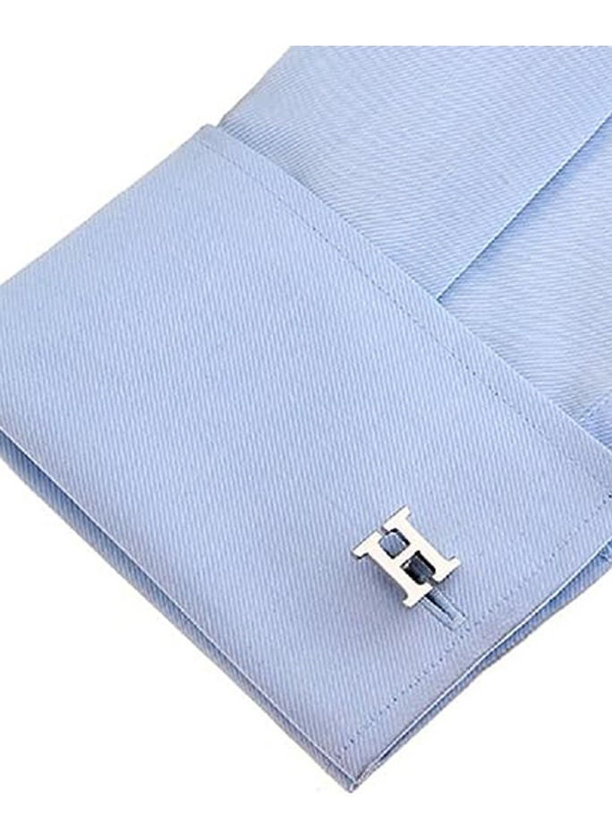 GROWSTEADY - Personalized Fashion English Letter H Shape Cufflinks Mens French Shirt Cufflinks For Wedding - Image 1