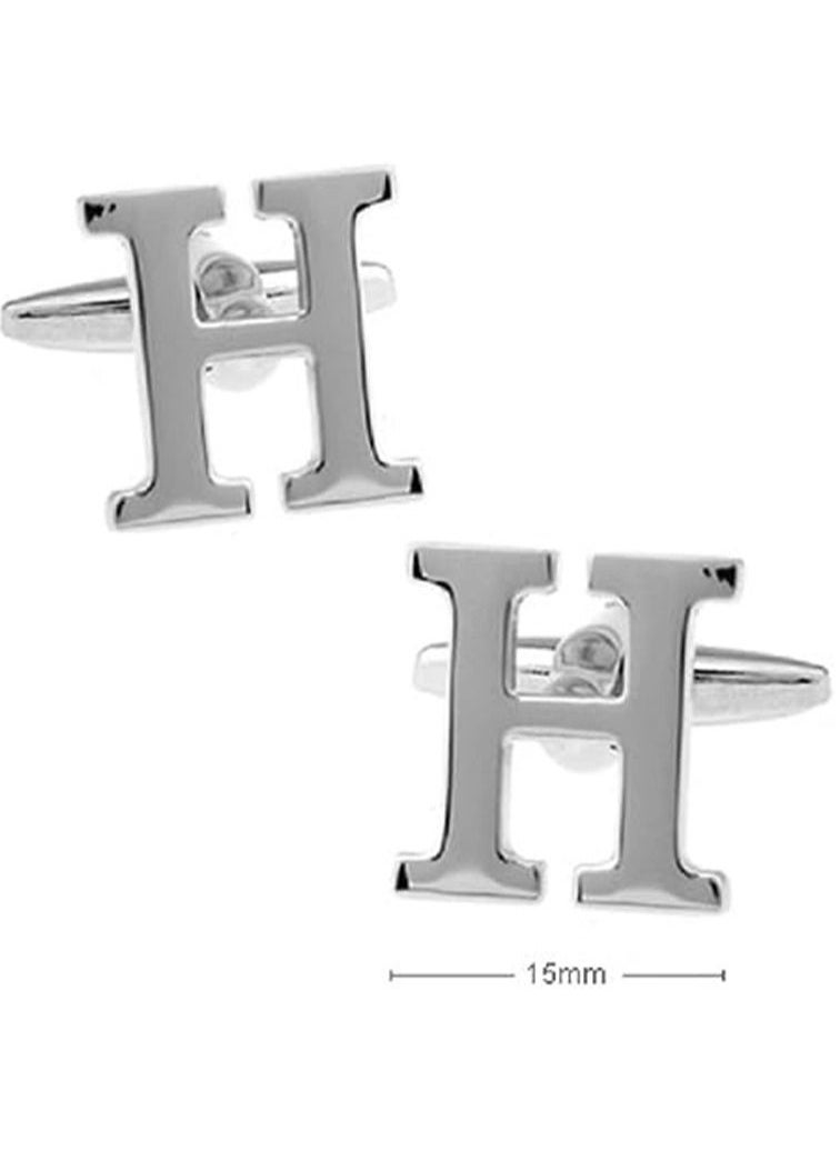 GROWSTEADY - Personalized Fashion English Letter H Shape Cufflinks Mens French Shirt Cufflinks For Wedding - Image 1