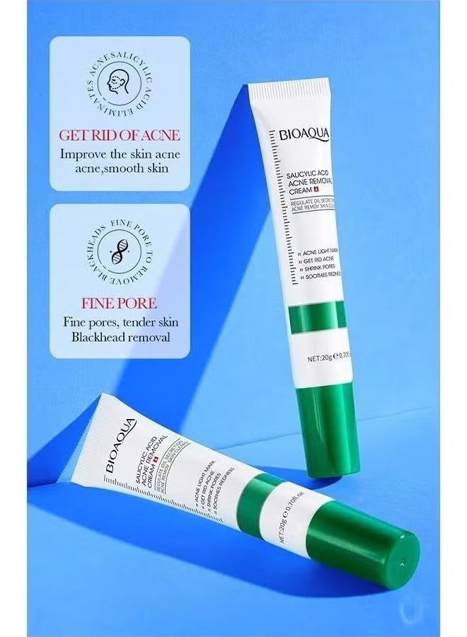BIOAOUA Salicylic Acid Acne Removal Cream , Acne Treatment Face Cream, Acne Spot Treatment for Face & Acne Dots, Natural Cystic Acne Treatment, For All Skin Types, Premium Acne Scar Cream & Pimple Remover 20g - Image 2