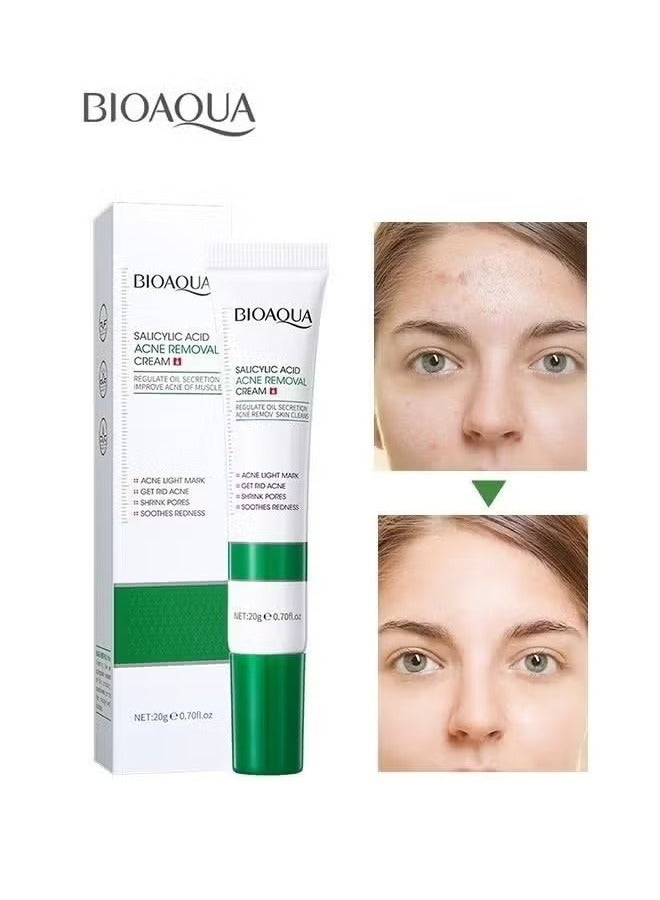 BIOAOUA Salicylic Acid Acne Removal Cream , Acne Treatment Face Cream, Acne Spot Treatment for Face & Acne Dots, Natural Cystic Acne Treatment, For All Skin Types, Premium Acne Scar Cream & Pimple Remover 20g - Image 1