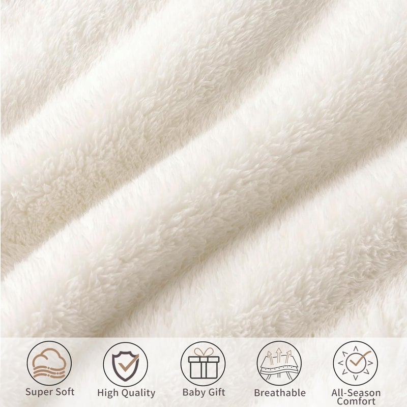 Pro Goleem Fleece Baby Blanket with 2 Inch Satin Trim Soft Anti-Static Plush Blanket for Boys and Girls Christmas Baby Gifts for Babies 30''x40''ï¼ŒWhite - Image 4
