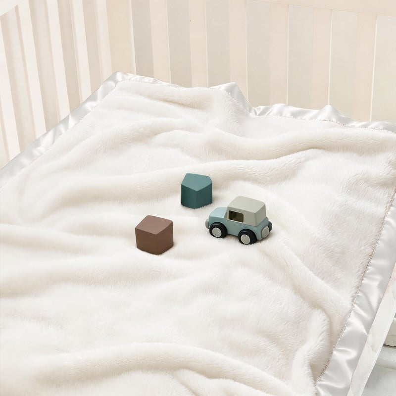 Pro Goleem Fleece Baby Blanket with 2 Inch Satin Trim Soft Anti-Static Plush Blanket for Boys and Girls Christmas Baby Gifts for Babies 30''x40''ï¼ŒWhite - Image 2