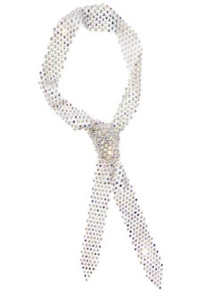 Glamorstar Glamorstar Rhinestone Neck Tie Glitter Sparkle Long Thin Women Scarf Neckerchief Silver  - Image 1