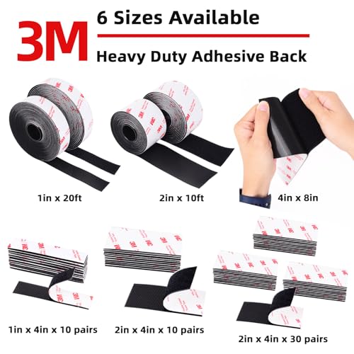 P7yaumy Hook and Loop Tape 2in x 4in x 10 Pairs, Heavy Duty Adhesion Strip, Slef Adhesive Interlocking Tape, Back Adhesive Mounting Strips, Reclosable Sticky Back Interlocking Nylon Picture Hanging Strips - Image 2