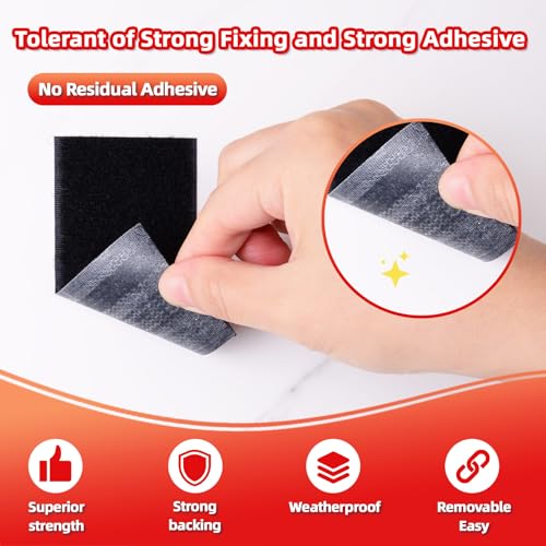 P7yaumy Hook and Loop Tape 2in x 4in x 10 Pairs, Heavy Duty Adhesion Strip, Slef Adhesive Interlocking Tape, Back Adhesive Mounting Strips, Reclosable Sticky Back Interlocking Nylon Picture Hanging Strips - Image 5