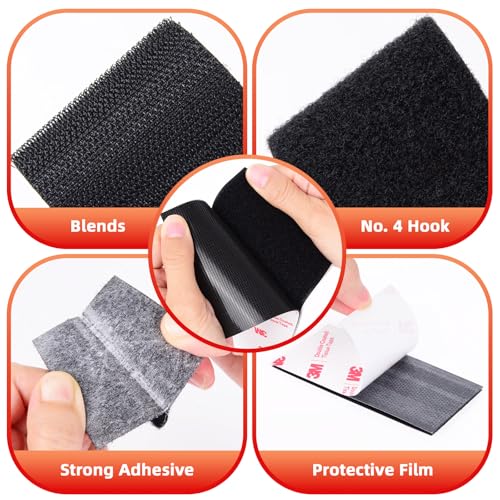 P7yaumy Hook and Loop Tape 2in x 4in x 10 Pairs, Heavy Duty Adhesion Strip, Slef Adhesive Interlocking Tape, Back Adhesive Mounting Strips, Reclosable Sticky Back Interlocking Nylon Picture Hanging Strips - Image 3