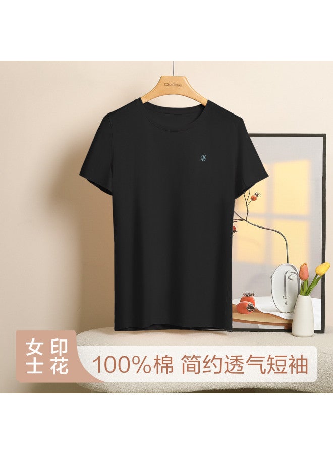 Red Bean Women'S Pure Cotton Short-Sleeve T-Shirt, Summer Solid Color Top, Breathable Base Layer Round Neck T-Shirt - Image 2