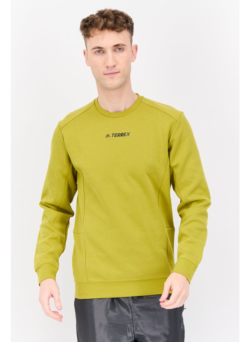 Adidas Men Sportswear Fit Long Sleeve Outdoor Sweatshirt, Olive  - Image 1