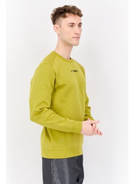 Adidas Men Sportswear Fit Long Sleeve Outdoor Sweatshirt, Olive  - Image 3
