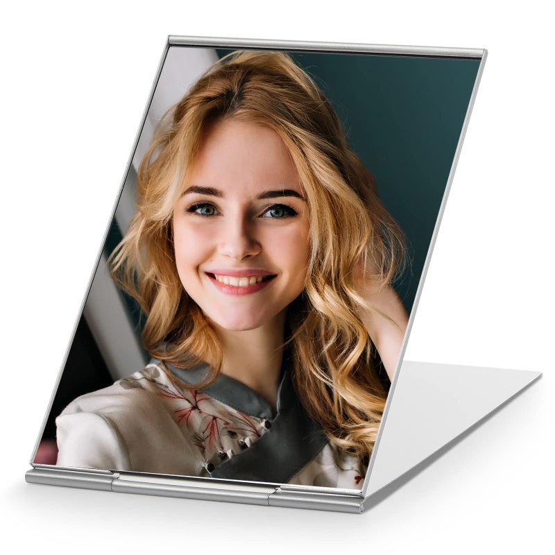 MIRRORNOVA Portable Folding Mirror UltraSlim Durable Makeup Tabletop Mirror for Travel with Aluminum Shell Large Size 6