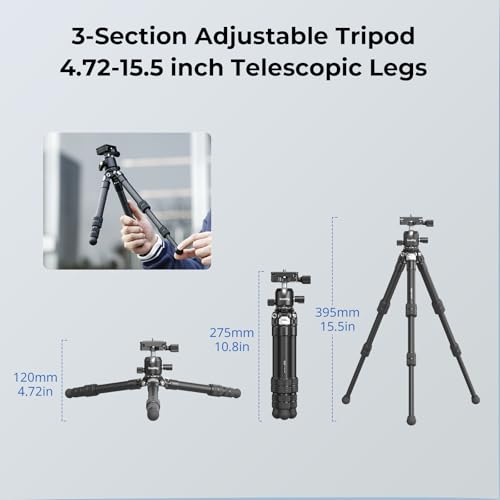 SmallRig Carbon Fiber Mini Desktop Tripod, 15.5'' / 39.5cm Compact Pocket Tabletop Tripod Kit with 360° Ball Head, Built-in QR Plate for Arca, Ball Head Capacity 3kg / 6.6lb for Cameras, DSLRs, Lenses - Image 4