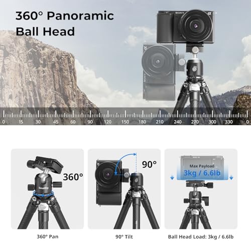 SmallRig Carbon Fiber Mini Desktop Tripod, 15.5'' / 39.5cm Compact Pocket Tabletop Tripod Kit with 360° Ball Head, Built-in QR Plate for Arca, Ball Head Capacity 3kg / 6.6lb for Cameras, DSLRs, Lenses - Image 5