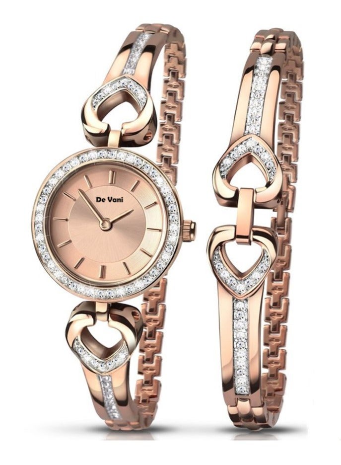 De Vani Women Wrist Watch By De Vani Stainless Steel with Bracelet Rose Gold Color - Image 2