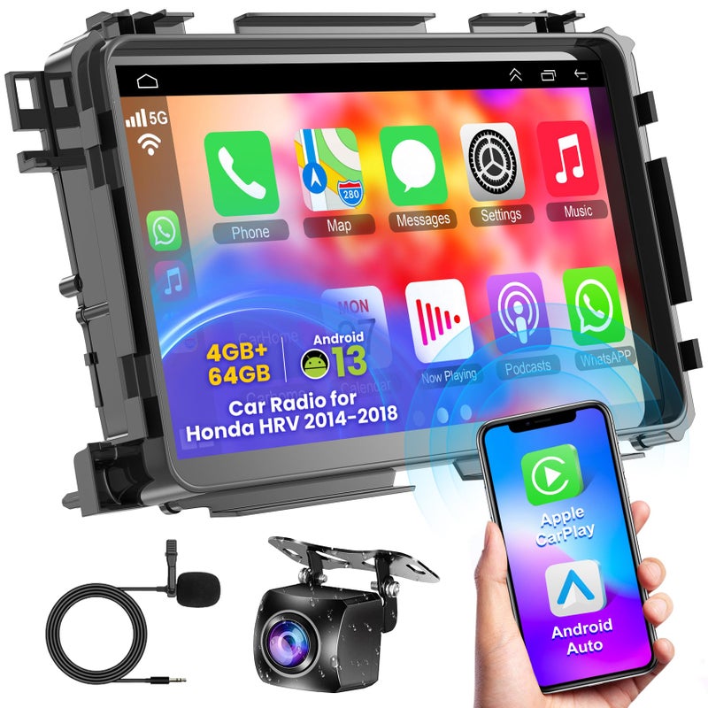 electrosmart Android 13 Car Stereo for Honda Vezel HRV 2014 2015 2016 2017 2018 with Wireless Carplay Android Auto 5G WiFi 9 1080P Touch Screen GPS Navi Head Unit FM Radio Bluetooth 50 Mirrorlink4GB64GB - Image 2