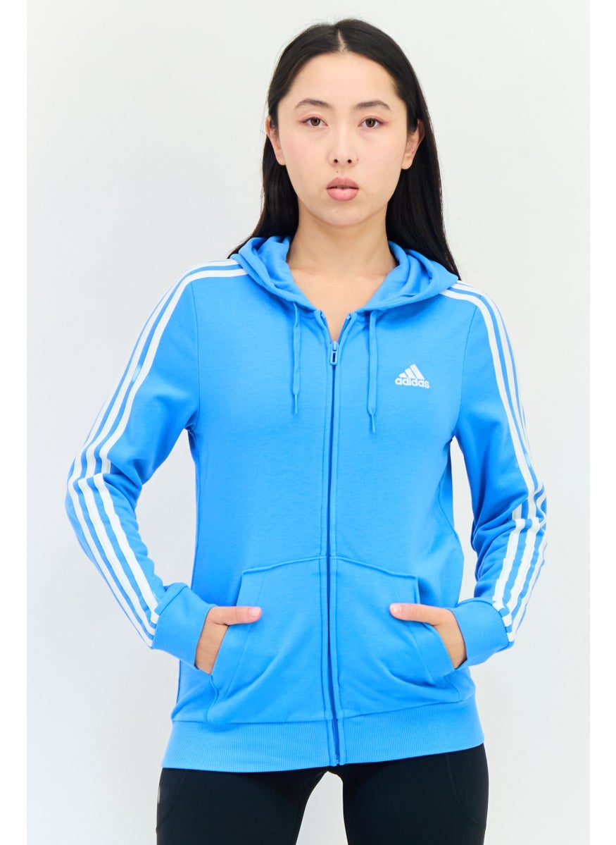 Adidas Women Sportswear Fit Long Sleeve Full Zip Outdoor Sweatshirt, Blue  - Image 1
