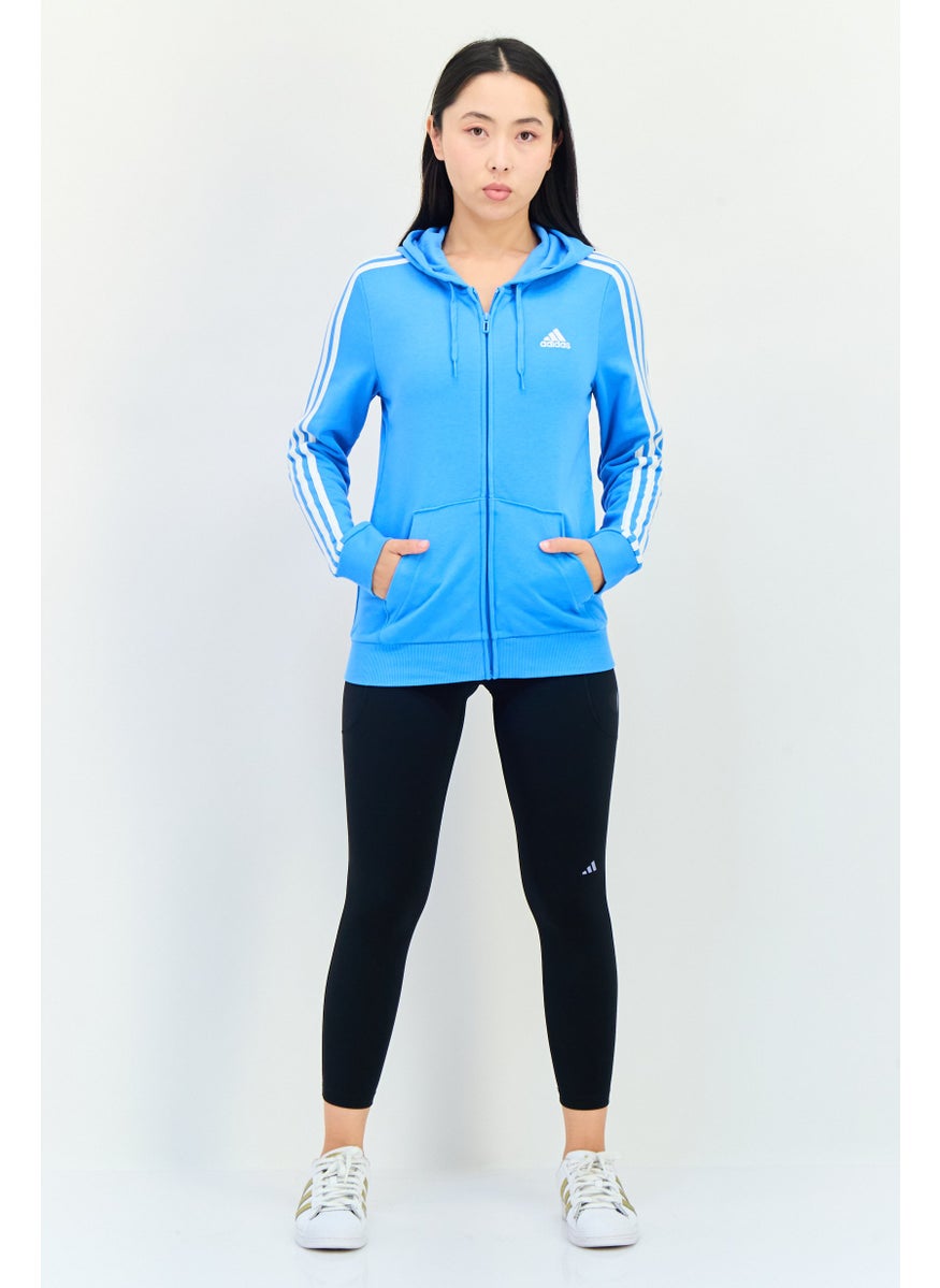 Adidas Women Sportswear Fit Long Sleeve Full Zip Outdoor Sweatshirt, Blue  - Image 3
