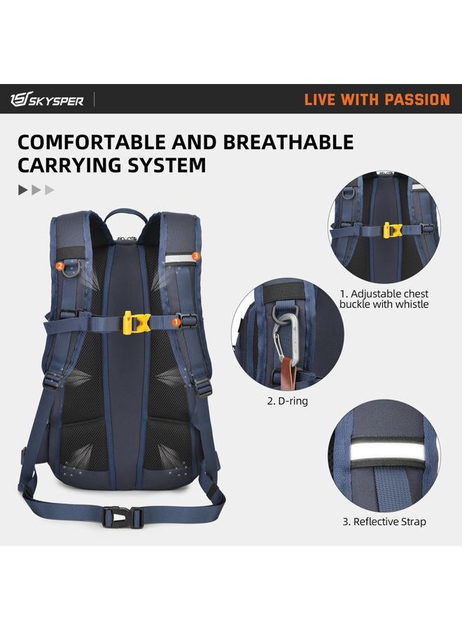SKYSPER Small Daypack 20L Hiking Backpack Lightweight Travel Day Pack with Waist Strap for Women Men(Navyblue)  - Image 3