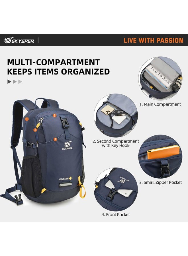 SKYSPER Small Daypack 20L Hiking Backpack Lightweight Travel Day Pack with Waist Strap for Women Men(Navyblue)  - Image 2