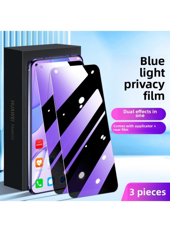 For Huawei Nova 7 Tempered Film Nove7se Anti-Peep Film Novo Full Screen Coverage Anti-Blue Light Note7 Mobile Phone N-Colour:[blue Light Privacy Film] [3 Pieces] Eye Protection And Privacy Protection Two-in-one◉Comes With Anti-scratch Back Film-Size:For Huawei Nova 7 Se 5g Active Edition  - Image 1