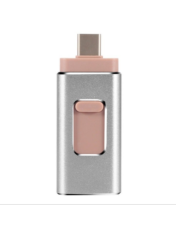 32GB USB Flash Drive, Shock Proof 3-in-1 External USB Flash Drive, Safe And Stable USB Memory Stick, Convenient And Fast Metal Body Flash Drive, Silver Color (Type-C Interface + apple Head + USB)  - Image 1