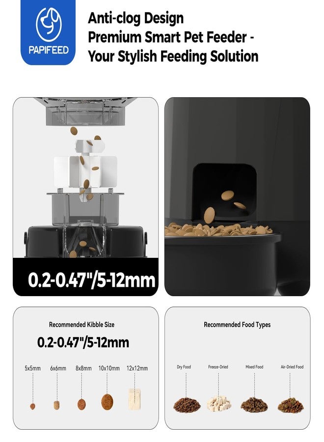 PAPIFEED Automatic Cat Feeder with App, 2.4G WiFi Cat Food Dispenser, 3L Timed Cat Feeders for Dry Food, Slow Feeding Mode, Dual Power Supply Smart Pet Feeder for Cat, Black - Image 4
