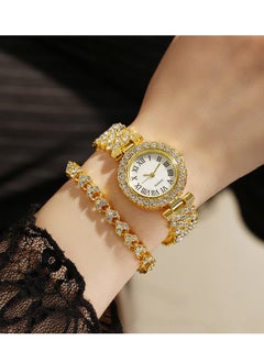 QUARTZ Ladies Wristwatch and Bracelet Set Exquisite and Fashionable Diamond Watch for Women  - Image 1