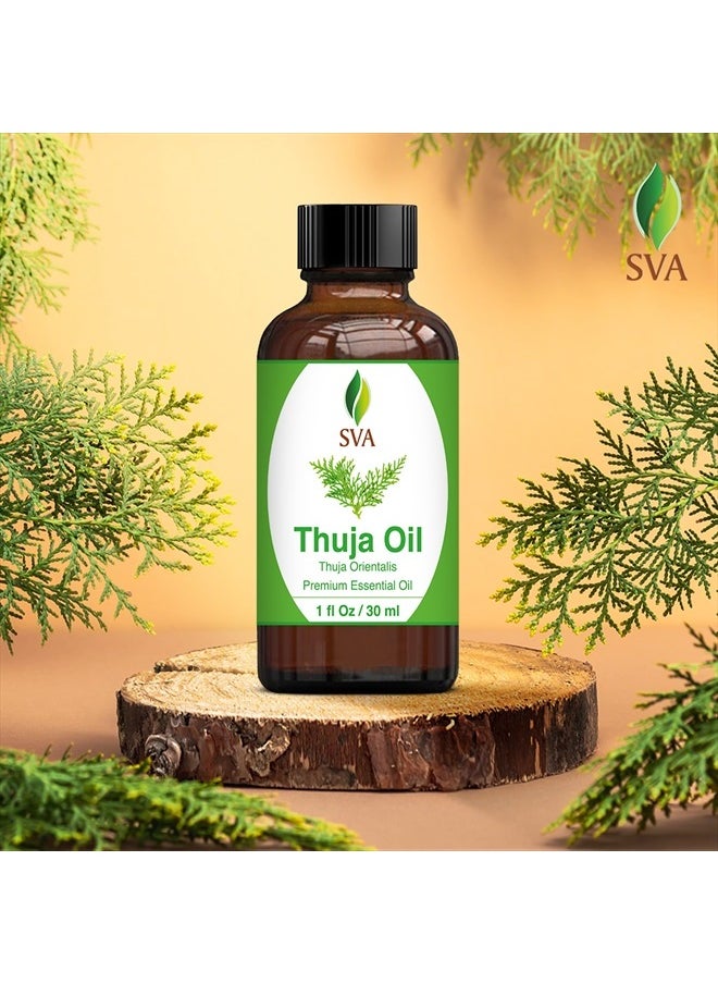SVA Organics - SVA Thuja Essential Oil 1oz (30ml) Premium Essential Oil With Dropper For Skincare, Hair Care, Aromatherapy and Diffuser - Image 1