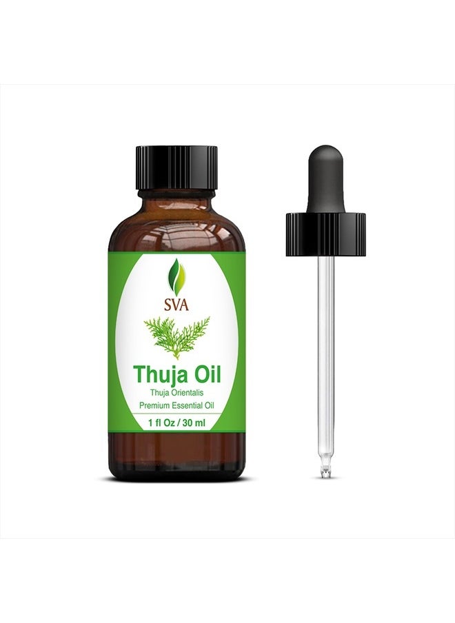 SVA Organics - SVA Thuja Essential Oil 1oz (30ml) Premium Essential Oil With Dropper For Skincare, Hair Care, Aromatherapy and Diffuser - Image 1
