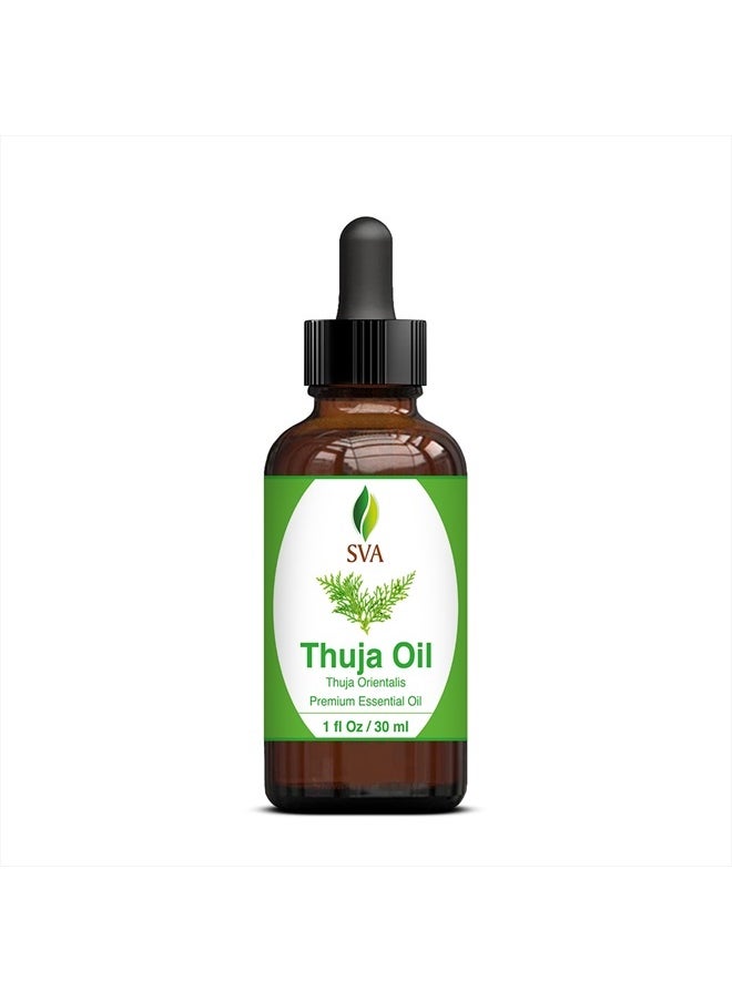 SVA Organics - SVA Thuja Essential Oil 1oz (30ml) Premium Essential Oil With Dropper For Skincare, Hair Care, Aromatherapy and Diffuser - Image 1